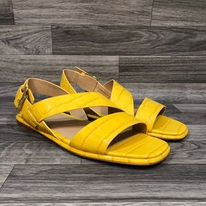 Michael Kors Yellow Leather Square Toe Sandals
